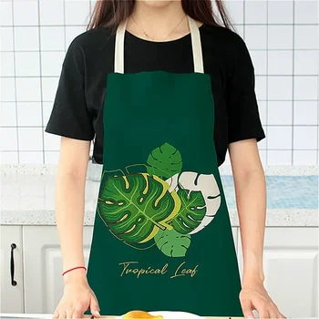 1buc Model Frunza Verde de Curățare Art Șorțuri Acasă Gătit Șorț de Bucătărie Cook Poarte Lenjerie de Bumbac Adult Bavete Tabliers