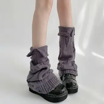 Japoneze Tricotate Picior Cald Șosete Noi Elastic Lolita Cizme de Acoperire de Culoare Solidă Harajuku Y2K Încălzit de Șosete