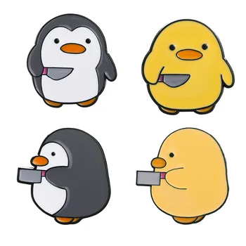 Desene animate Pinguini Ratusca Brosa de animale Drăguț insigna ins personalitate sac de pin decorative Accesorii en-gros Trimite prietenilor cadouri