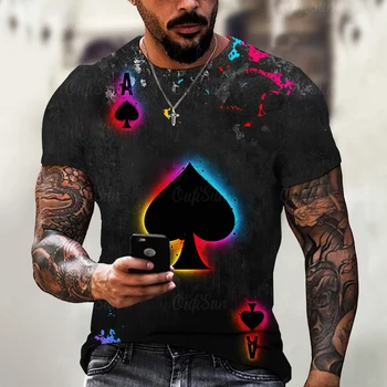 Poker Imprimare Tricouri Barbati O-Neck Tricouri Tricouri Casual de Vara Barbat Maneca Scurta Tricou 3d Model Masculin Top T-Shirt Îmbrăcăminte Supradimensionate