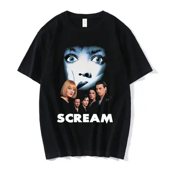 90 Vintage Filme de groază Scream T-shirt de Groază Ghostface T Shirt Mens Bumbac de Înaltă Calitate Casual Maneca Scurta tricouri Supradimensionate