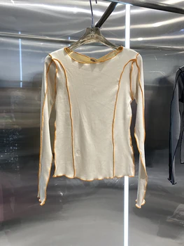 2023 Primavara-Vara Noi Femei pe Gât Rotund Maneca Lunga T-Shirt y2k haine Spice Girls Fashion Slim Top Versatil Orice Fund