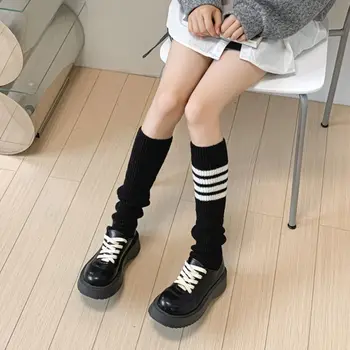 Solid De Culoare Dungi Tricot Încălzit De Picior Acoperi Colegiul Stil De Moda Pentru Femei Dulce Peste Genunchi Lungi Ciorapi