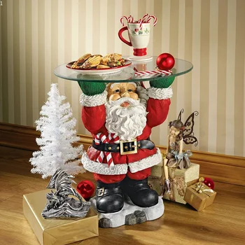 Rășină Moș Crăciun Statui care Deține Gustare Tava Figurina de Crăciun cu Bunătăți Titularul Desert Tort Stand Platou cu Fructe pentru Xmas Party