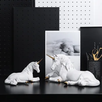 Nordic Creative Rășină Cal Unicorn Sculptura Meserii Veranda, Living Decoratiuni Artizanat, Ornamente, Cadouri Accesorii Pentru Casa