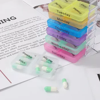 Creative Flip-top 28-compartiment de Plastic Cutie de Medicina 7 Zile pe Săptămână, de Culoare Umiditate-dovada Centura Braille Portabile Mici Organizator