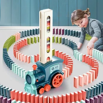 Copiii Automate de Stabilire Domino Tren Masina Electrica Domino Set de Blocuri de Caramida Kituri de Jocuri Educative Jucarii Copii DIY Jucărie Băieți Cadou