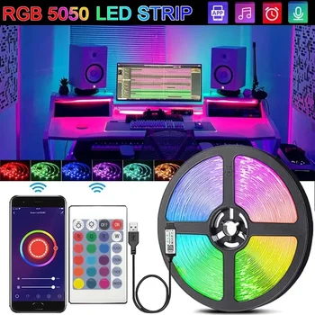 5V RGB 5050 LED Strip USB Infraroșu Control de la Distanță Flexibil Lampa de Bandă Panglică Diodă Pentru Festival Party TV Birou Decor Dormitor