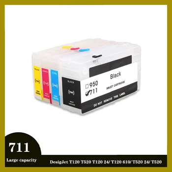 4 Culori Pentru HP 711XL 711 Refillable Cartuș de Cerneală cu ARC Chips-uri HP711 Reumplere Cartus Pentru HP DesignJet T520 T120 Imprimante