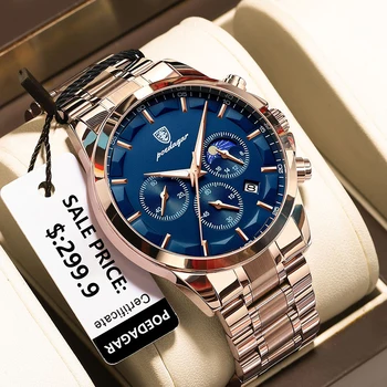 POEDAGAR a Crescut de Aur Ceasuri Sport Barbati Brand rezistent la apa Lux Luminos Cuarț Ceas Pentru Omul de Oțel Inoxidabil Cronometru Ceasuri 2023