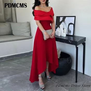 PDMCMS Red Vintage Rochii de mireasa de pe Umăr Ridicat Scăzut Rochii de Seara Vestidos De Fiesta Elegantes Para Mujer 2024 Rochie de Bal