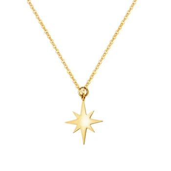 316 L din Oțel Inoxidabil Colier Pentru Femei Placat cu Aur cu Pandantiv Star Clavicula Coliere Fahion Bijuterii Cadou de Ziua Îndrăgostiților