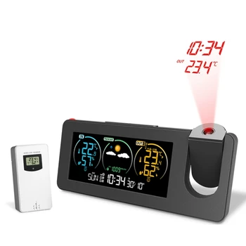 ZX3538 Electronice Noi de Proiectie Ceas cu Statie Meteo Prognoza Meteo Temperatură Și Umiditate, Ceas cu Alarmă Digitale Durabile