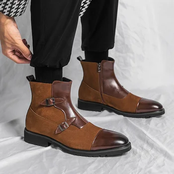 Maro Brand de Lux Chelsea Cizme Barbati Subliniat de Înaltă Calitate, Cizme din Piele De Om Fermoar Metalic Barbati Pantofi Rochie bota masculina