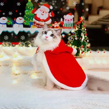 Pisica De Crăciun Costum De Câine Mantie Santa Poncho Pelerina Cat Pelerină De Catifea Catelus De Crăciun Mantie Moș Crăciun Mantie De Companie Costum De Crăciun