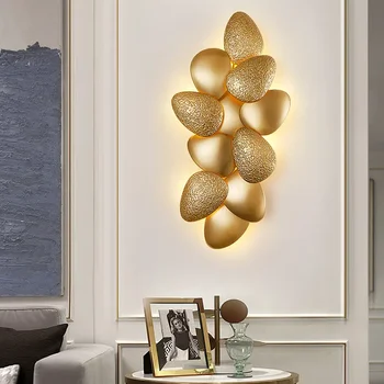 Lux Design cu LED-uri Lampă de Perete de Aur Hotel Decor Shell Lampă de Perete Camera de zi Nou Atmosfera de Iluminat Dormitor Lumina de Noapte