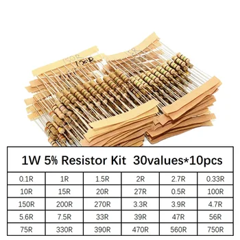 300pcs Rezistor Kit 1W 5% 30values X 10buc Film de Carbon Rezistenta de 0,1-750 ohm Set