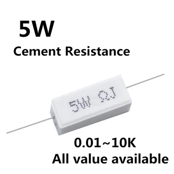 10buc 5W 5% Ciment Rezistor de Putere Rezistență 0.1 ~ 10K 0.1 R 0.5 R 1R 10R 100R 0.22 0.33 0.5 1 2 5 8 10 15 20 25 30 100 1K 10K ohm