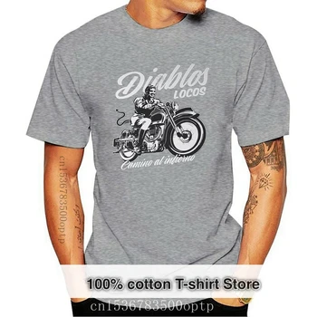 2019 Nou Mens T Shirt [DIABLOS LOCOS] T-SHIRT ROCKABILLY MOTOCICLIST ROCKER 666 Topuri Tricou Homme