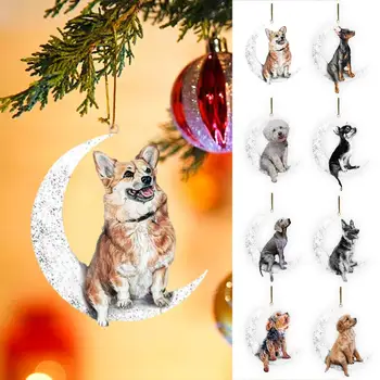 Decoratiuni De Craciun Din Lemn Câine Ornament Pom De Crăciun Catelus Masina Pandantiv Dog Stai Pe Lună De Anul Nou Festiv Consumabile Partid Decor