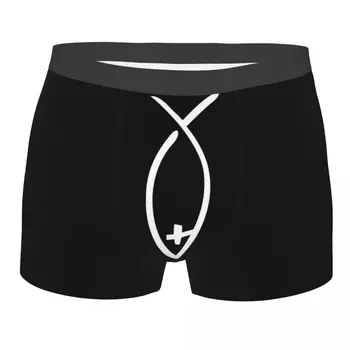 Isus Cruce Pește Boxer pantaloni Scurti Pentru Barbati de Imprimare 3D de sex Masculin Creștin Lenjerie Chilotei, Boxeri Soft Chiloți