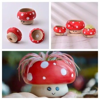 Jingdezhen De Ciuperci Degetul Mic Ghiveci Creative Desktop Ceramică Cu Miez Ghiveci De Desene Animate Drăguț Bonsai Oală
