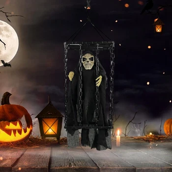 Halloween Decor În Aer Liber Fantome Schelet Animat Ornament Cu Luminat Ochii Râs Înfiorător Halloween Agățat