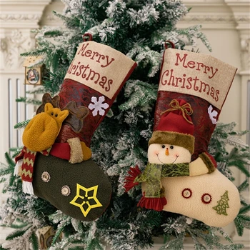 Mare Șosete Crăciun Oameni De Zăpadă/Elk/Moș Crăciun Candy Bag Copac Agățat Pandantiv Decor De Anul Nou Ornament Cadou