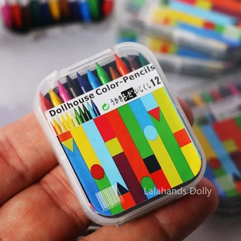 Casă de păpuși Mini-cutie de 12 Culori Pastel in Miniatura Scena Creator Model pentru Casa Papusa OB11 Accesorii