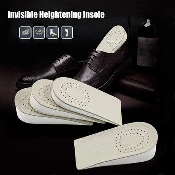 Invizibil Înălțime Crește Branțuri pentru Pantofi pentru Bărbați Respirabil Piele Spori Jumătate Branțuri pentru Femei Confort Ridicare a Călcâiului Insertii