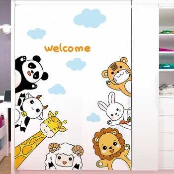 Animale Autocolante de Perete DIY Panda Leu Bunny Decalcomanii de Perete pentru Camera Copii Dormitor Copil de Grădiniță Grădiniță Ușă Decor Acasă
