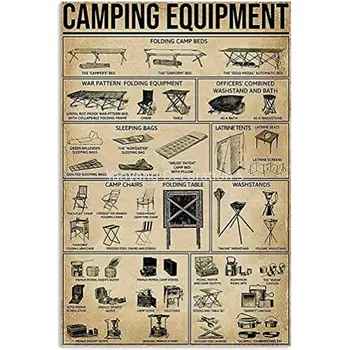 Vintage Tin Semn Echipament De Camping Semne De Metal Retro Club Decor Camping Cunoștințe Științifice Aluminiu Postere Acasa Cameră Decor De Perete