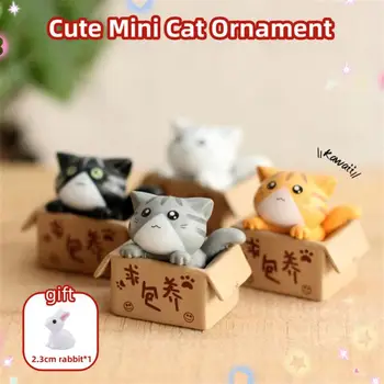 Mini Drăguț Pisica Ornament Kawaii Grădină Pisoi Statuie Cadou Pentru Copii Camera Copilului Decorare Jucării Figurine Miniaturale De Decor Acasă