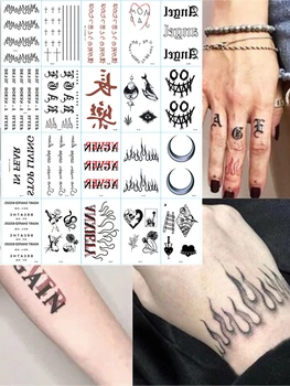 20 de Coli Negru Tatuaje Temporare, de Gât, de Mâini Brațul Fata Litere Cuvinte Temp Autocolant Tatuaj Fals pentru Barbati Femei