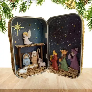 De crăciun, Nașterea domnului, Nașterea domnului Isus Set de Familie Scena Nașterii Meserii Cabina Cutie de Teatru Desktop Ornamente de Crăciun Decor cadou pentru copii