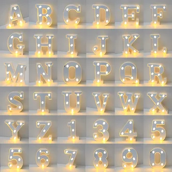 Argint Roșu 26 de Litere engleză LED Lumina de Noapte Numele DIY Marquee Semn de Alfabet de Lumini de Lampa Home Club Petrecere de Nunta Decor Acasă