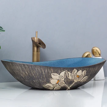 Mână de spălat rufe de uz casnic dimensiune artă ceramică retro bazin în aer liber chiuveta