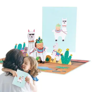 3D Carduri de Ziua de nastere Drăguț Carduri de Alpaca Amuzant, Creativ, Fericit Ziua de nastere Hârtie Cărți de Vacanță Pentru Crăciun Aniversare