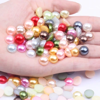 Jumătate Perle Rotund 10mm 100buc Multe Culori Flatback Rotund Strălucitor Lipici Pe Margele de Rasina de Bijuterii DIY Decoratiuni de Arta Unghiilor